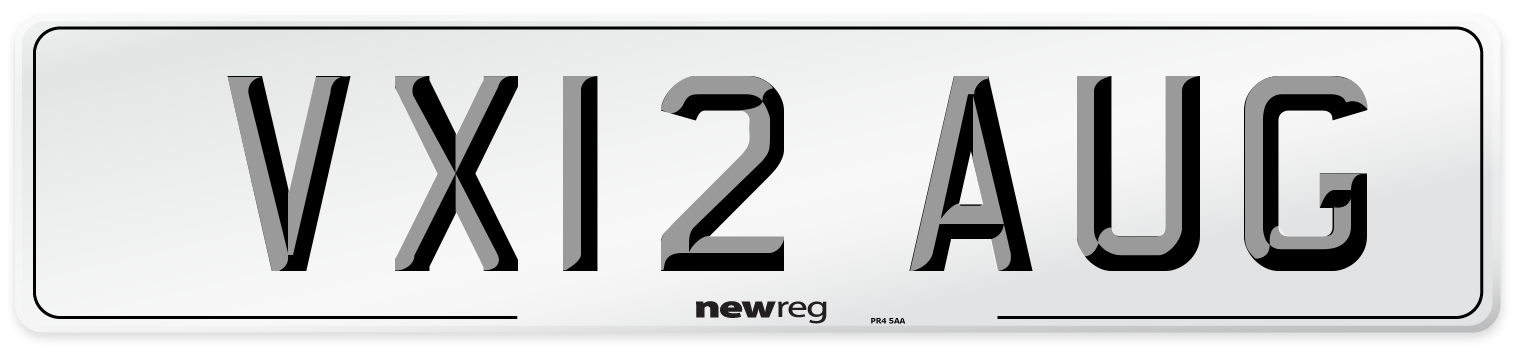 VX12 AUG Number Plate from New Reg